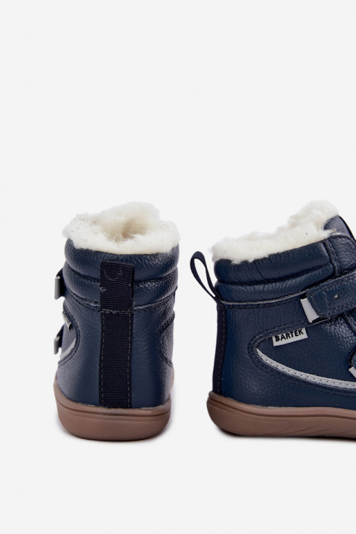 Botas de neve em couro para crianças Barefoot Bartek 8401456 azul escuro