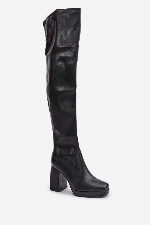 Botas acima do joelho com salto em preto Liatheia
