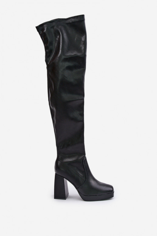 Botas acima do joelho com salto em preto Liatheia