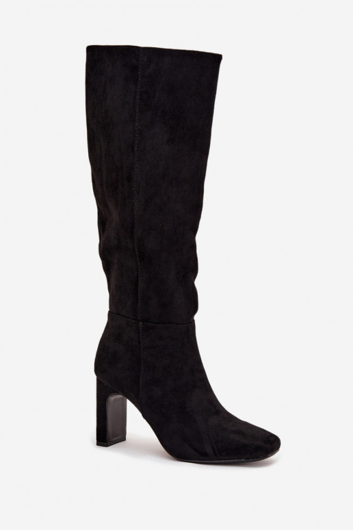 Botas acima do joelho femininas com salto, isoladas, em preto Zamira