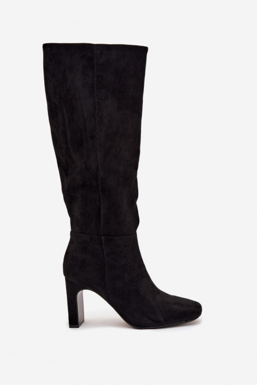 Botas acima do joelho femininas com salto, isoladas, em preto Zamira