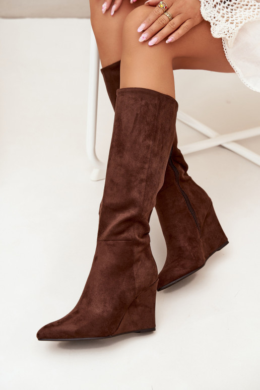 Botas acima do joelho femininas isoladas com plataforma, em chocolate Rosina
