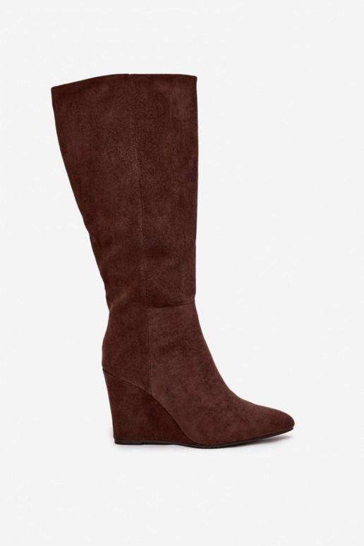 Botas acima do joelho femininas isoladas com plataforma, em chocolate Rosina