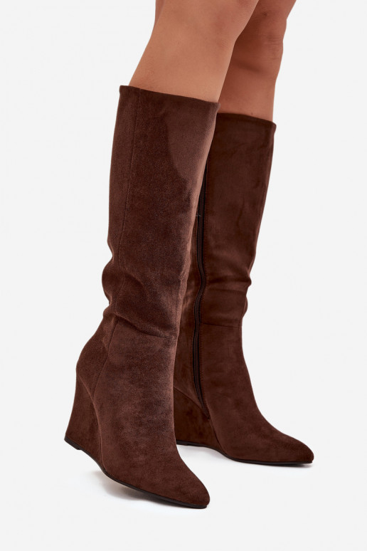 Botas acima do joelho femininas isoladas com plataforma, em chocolate Rosina