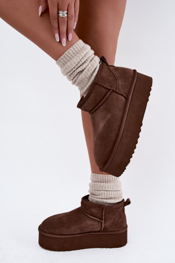 Botas femininas de neve em camurça natural na cor marrom Tairene