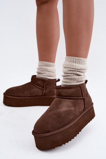 Botas femininas de neve em camurça natural na cor marrom Tairene 2