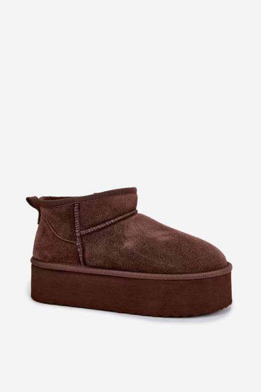 Botas femininas de neve em camurça natural na cor marrom Tairene