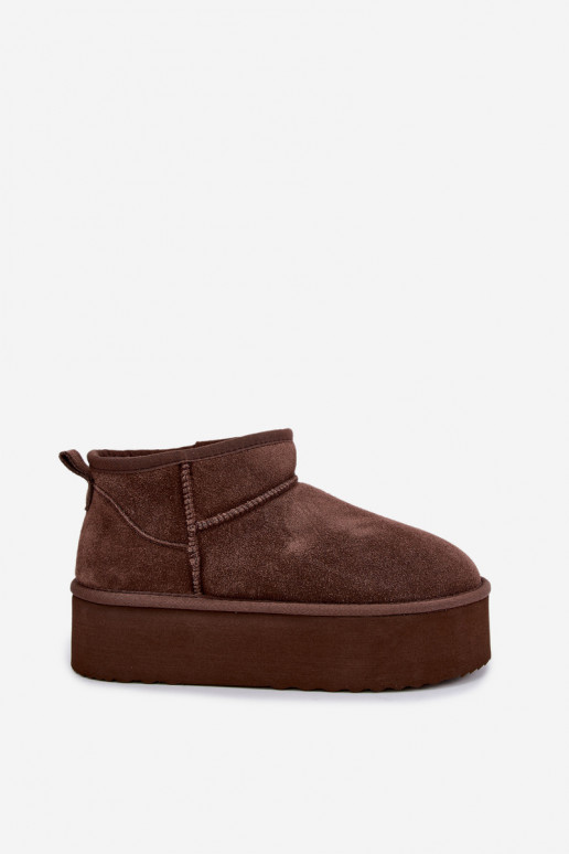 Botas femininas de neve em camurça natural na cor marrom Tairene