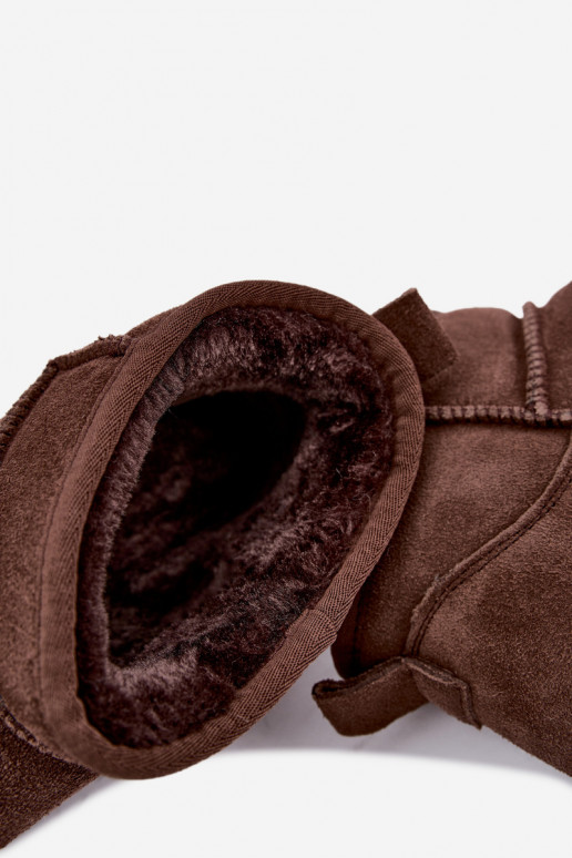 Botas femininas de neve em camurça natural na cor marrom Tairene