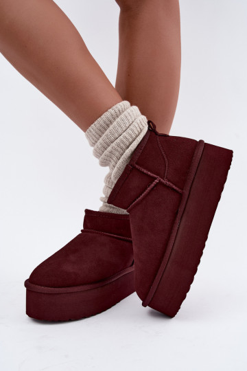 Botas femininas de neve em camurça natural na cor bordô Tairene 2