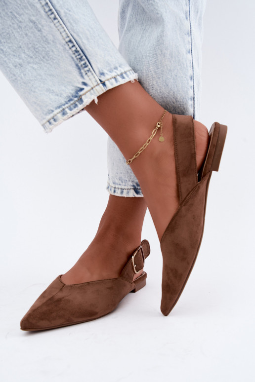 Balerinas femininas com fivelas na cor marrom Tanelia