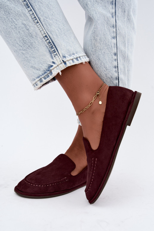 Mocassins femininos na cor bordô Mireliah