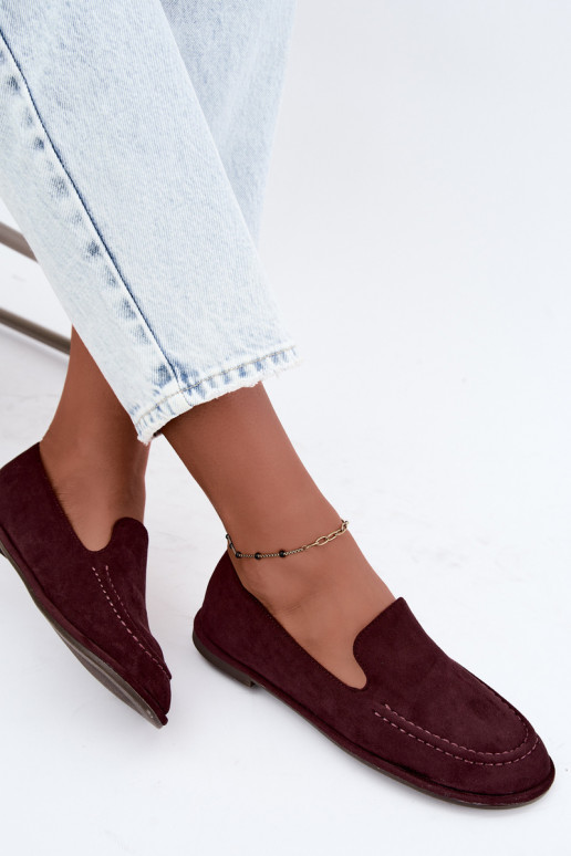 Mocassins femininos na cor bordô Mireliah