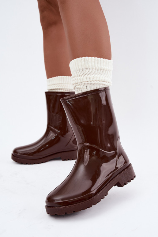 Botas femininas de borracha na cor marrom escuro Elvara