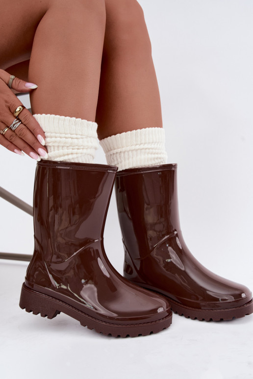 Botas femininas de borracha na cor marrom escuro Elvara