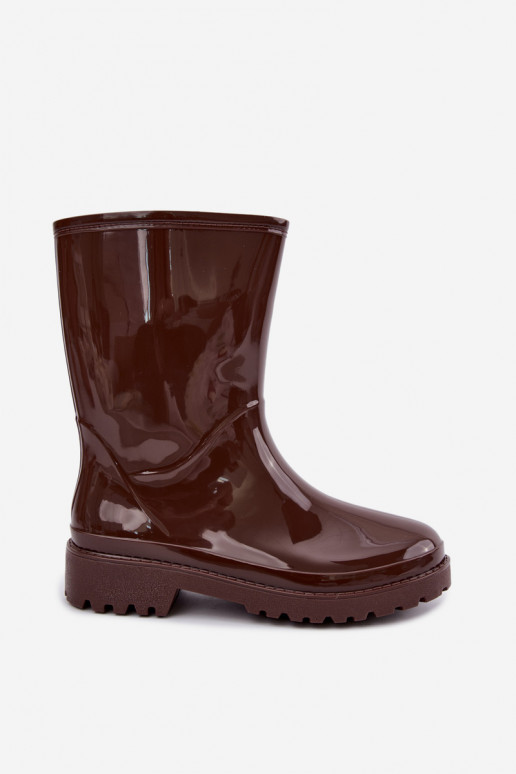 Botas femininas de borracha na cor marrom escuro Elvara