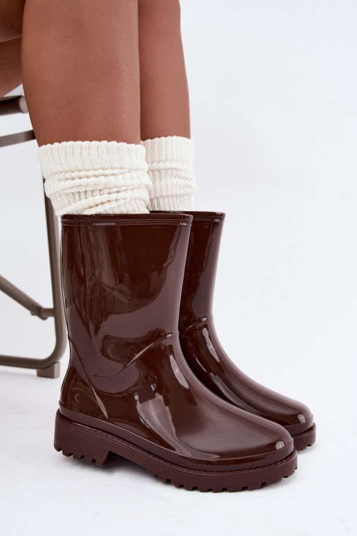 Botas femininas de borracha na cor marrom escuro Elvara