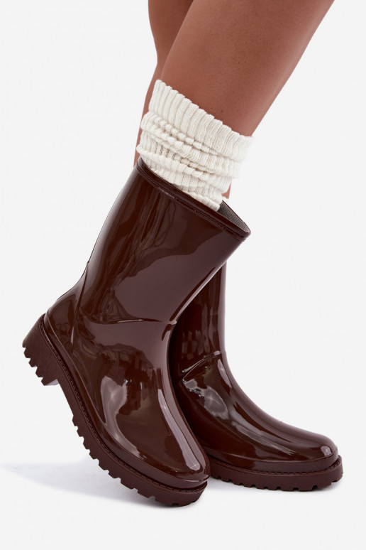 Botas femininas de borracha na cor marrom escuro Elvara