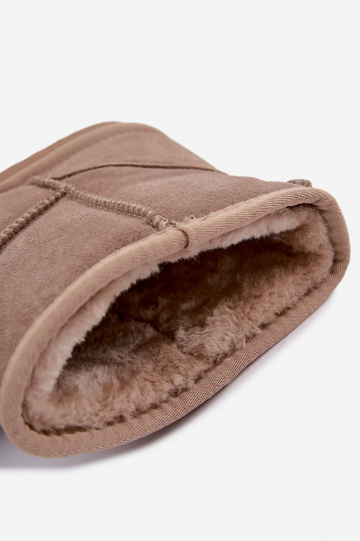 Botas de neve quentes feitas de camurça sintética com pelo por dentro em cor de areia Amandine