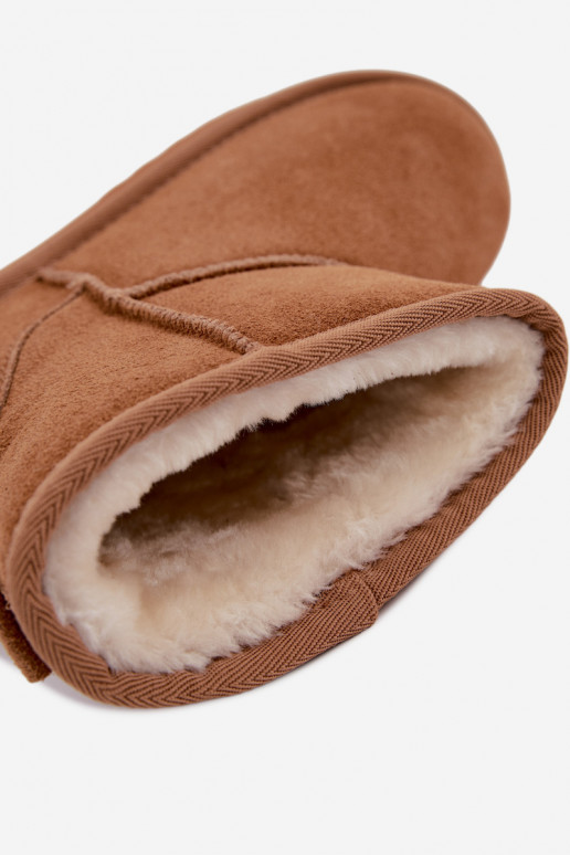 Botas de neve quentes feitas de camurça sintética com pelo por dentro em cor de marrom Amandine