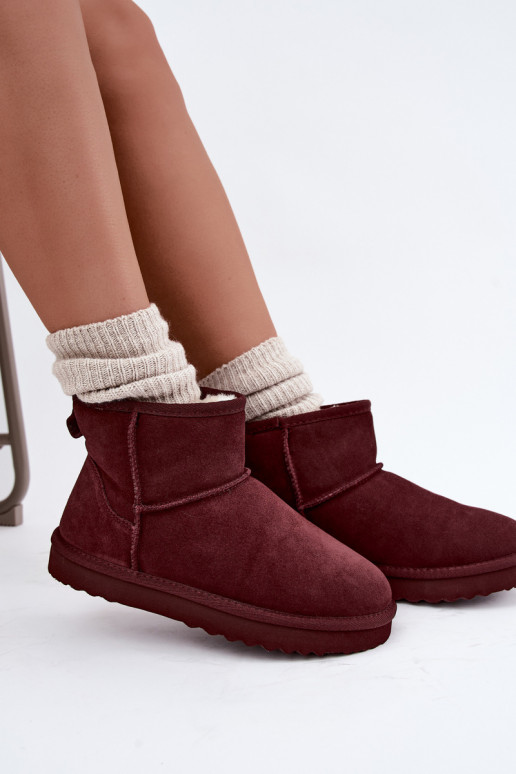 Botas de neve quentes feitas de camurça sintética com pelo por dentro em preto Amandine