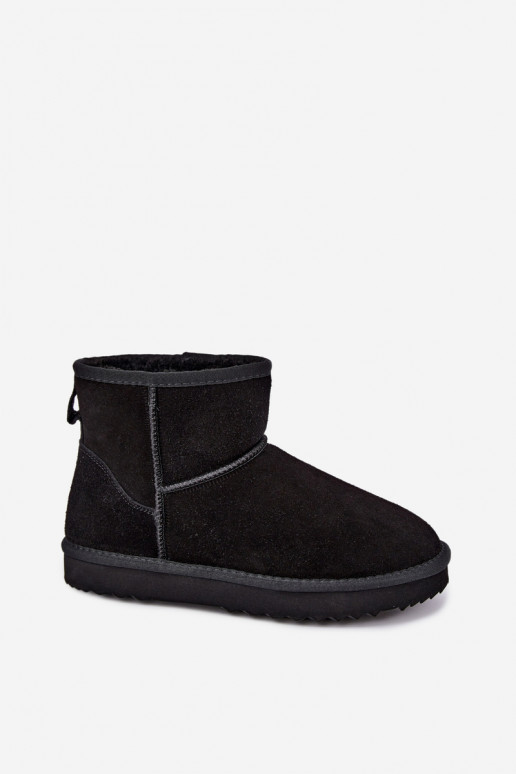 Pele de camurça Botas de neve aquecimento com pelo por dentro cor preta Amandine