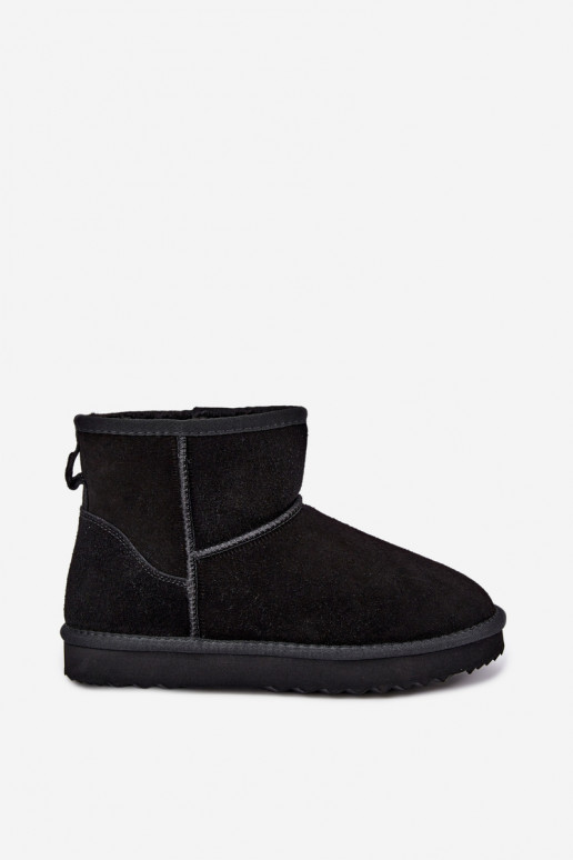 Pele de camurça Botas de neve aquecimento com pelo por dentro cor preta Amandine