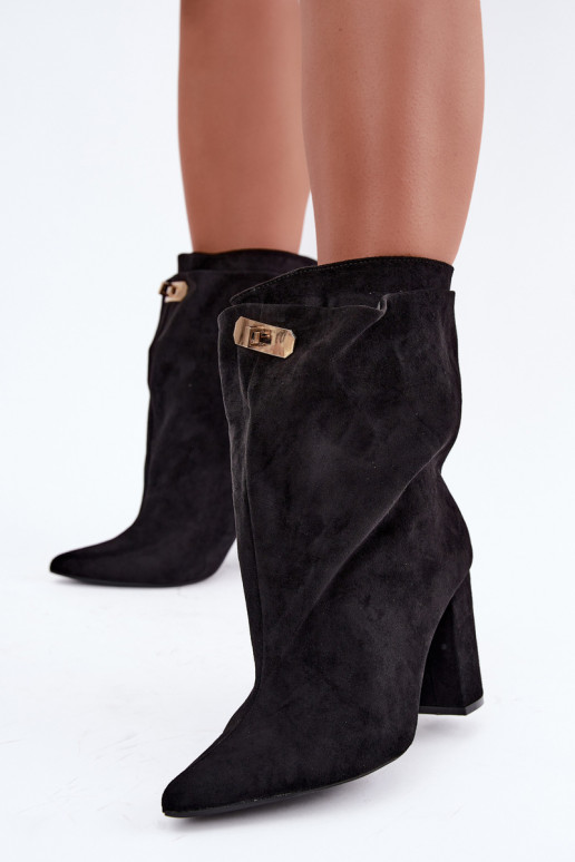 Botins negros quentes de slip-on com salto Fiametta