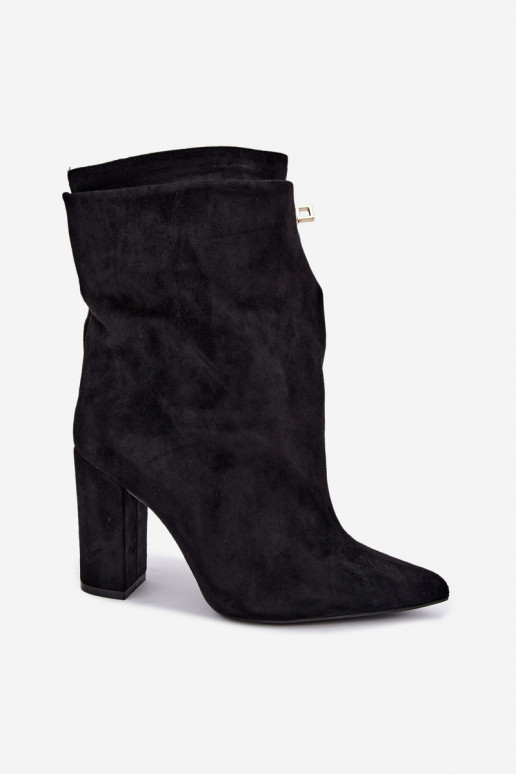 Botins negros quentes de slip-on com salto Fiametta