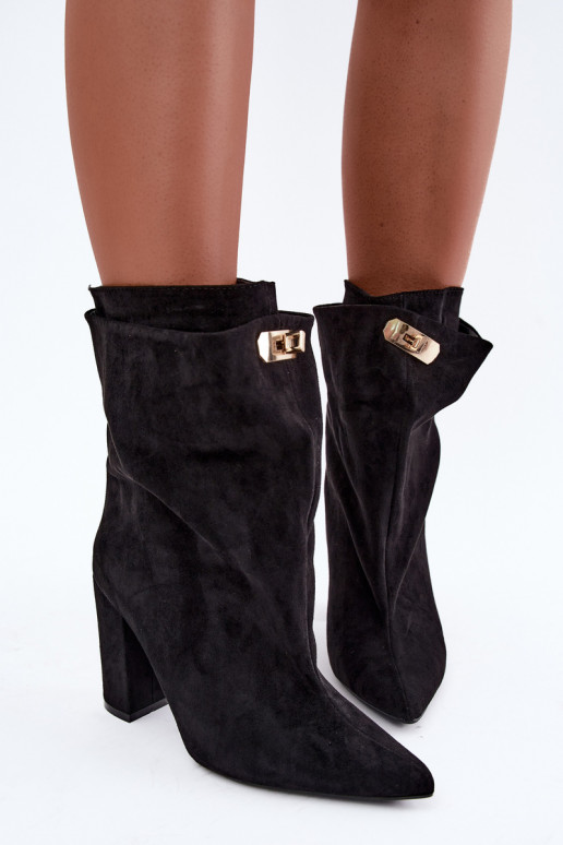 Botins negros quentes de slip-on com salto Fiametta