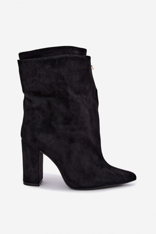 Botins negros quentes de slip-on com salto Fiametta