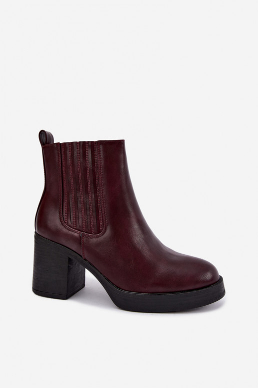 Botins quentes na cor bordô com salto Gisandra