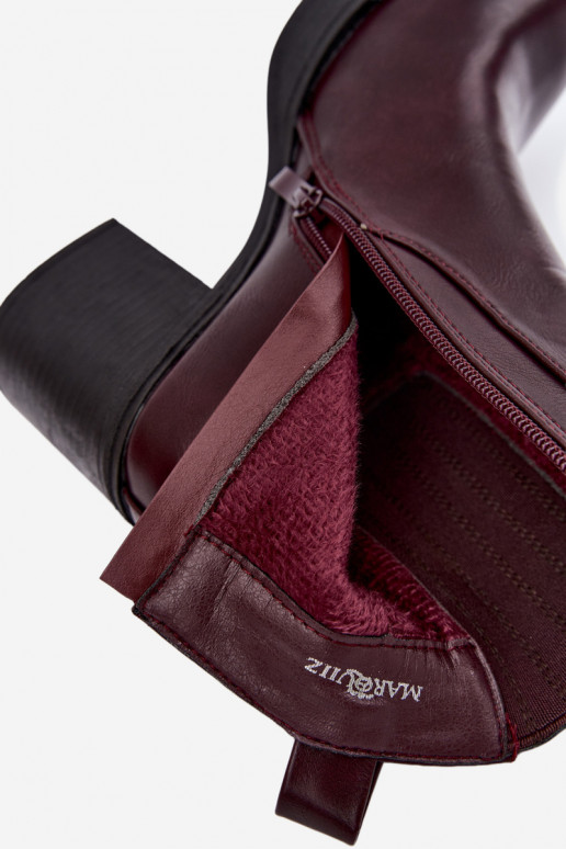 Botins quentes na cor bordô com salto Gisandra
