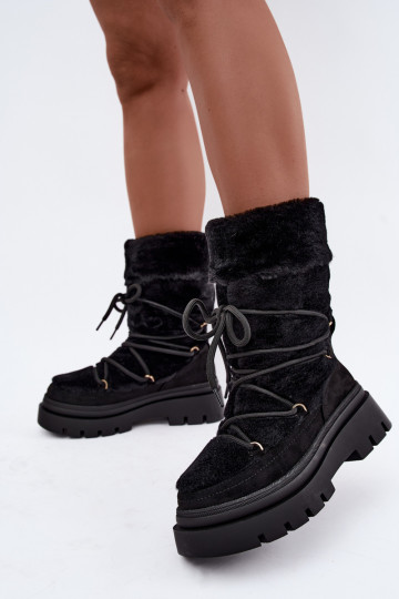 Botas de neve pretas com pelo e plataforma Illyria 2