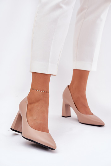 Sapatos de salto de estilo elegante Vinceza 62221 na cor areia 2