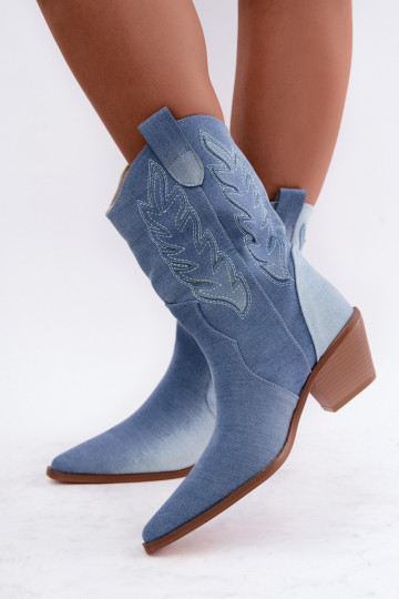 botins de estilo cowboy slip-on com saltos em tecido de denim Ferelle