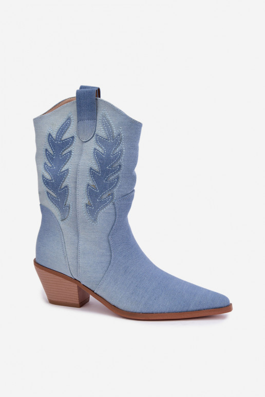 botins de estilo cowboy slip-on com saltos em tecido de denim Ferelle