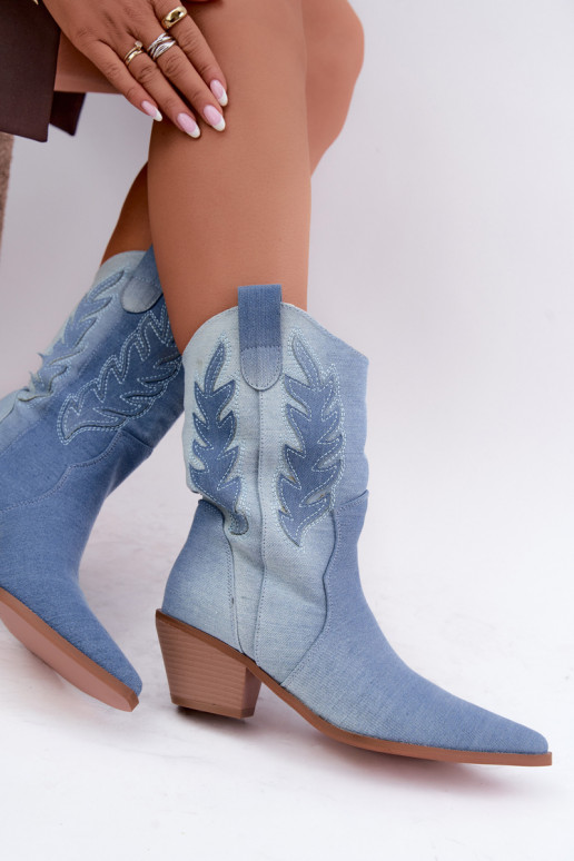 botins de estilo cowboy slip-on com saltos em tecido de denim Ferelle