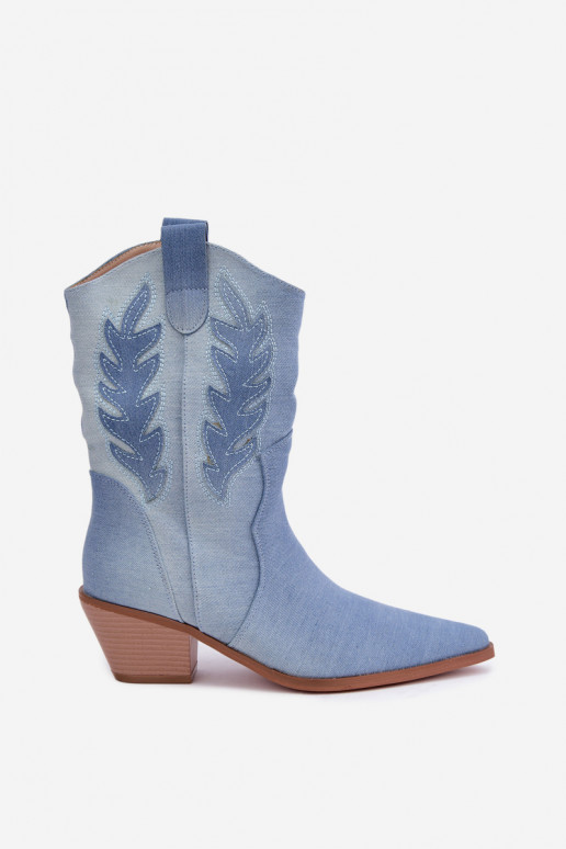 botins de estilo cowboy slip-on com saltos em tecido de denim Ferelle