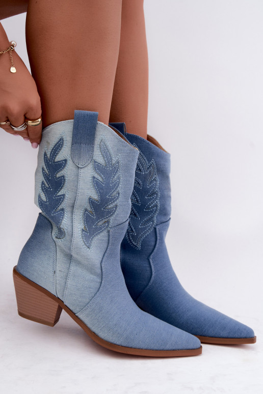 botins de estilo cowboy slip-on com saltos em tecido de denim Ferelle