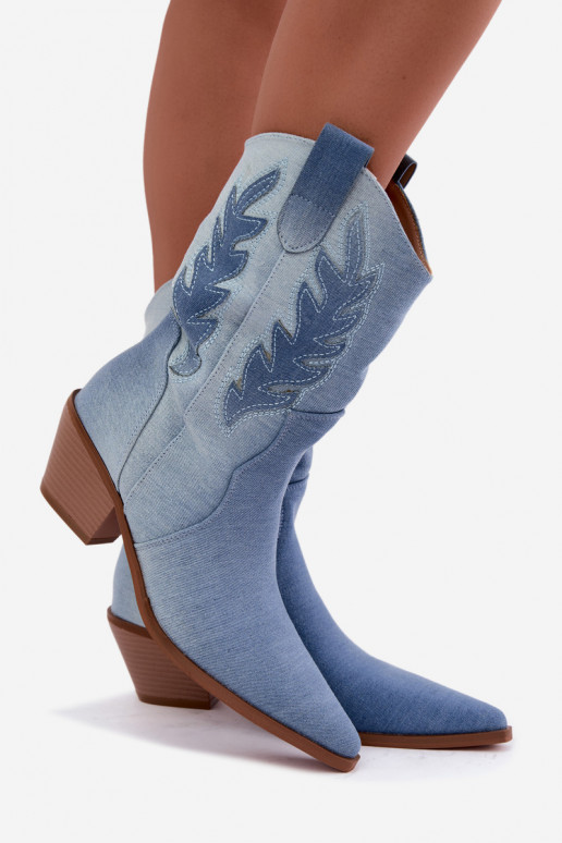 botins de estilo cowboy slip-on com saltos em tecido de denim Ferelle