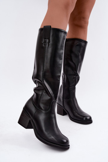 botas altas forradas com salto na cor preta Perrisa 2