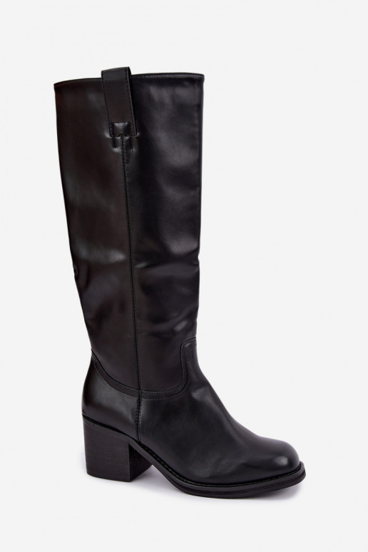 botas altas forradas com salto na cor preta Perrisa