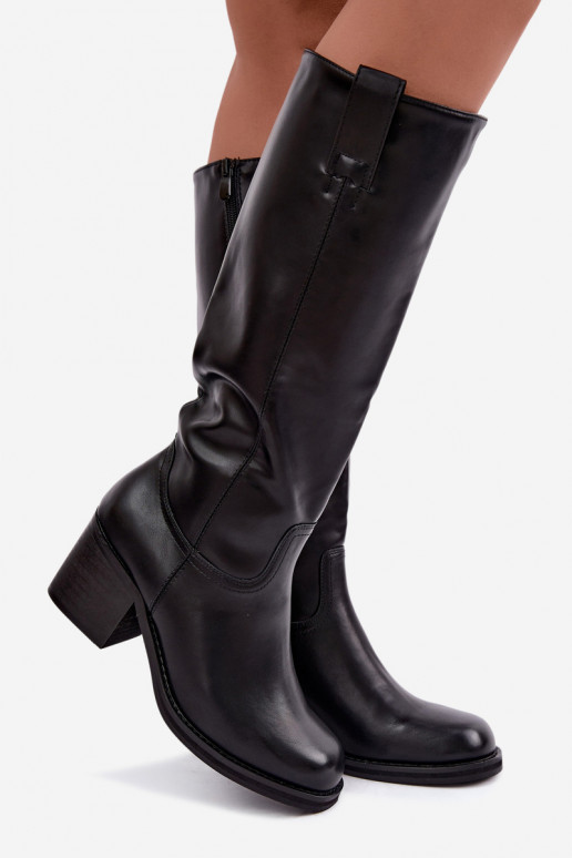 botas altas forradas com salto na cor preta Perrisa