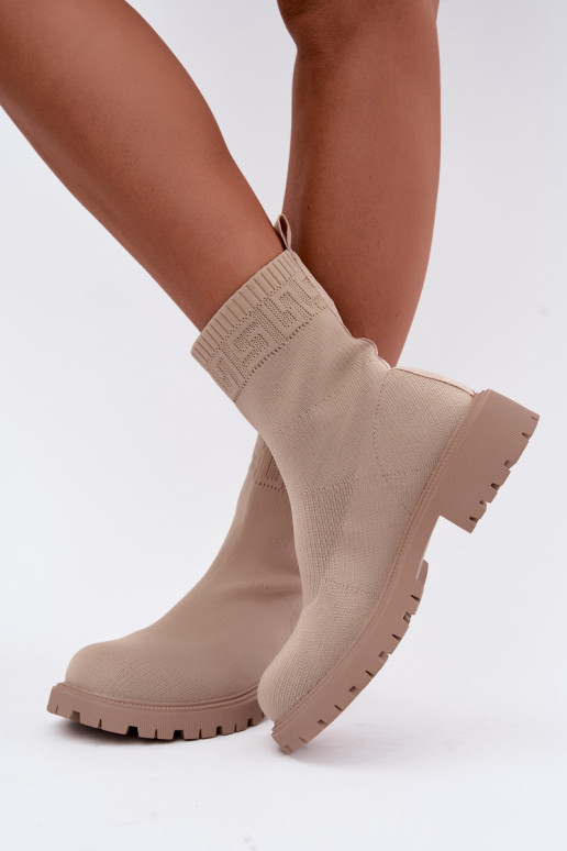 Botins de areia estilo meia com saltos largos Isaline