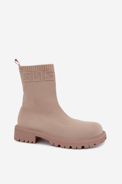Botins de areia estilo meia com saltos largos Isaline