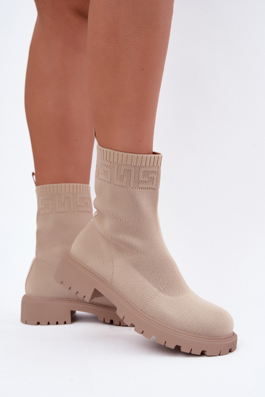 Botins de areia estilo meia com saltos largos Isaline