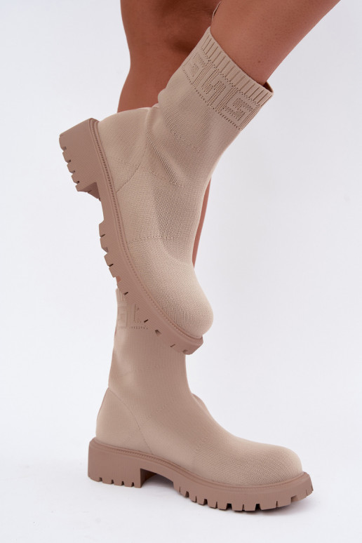 Botins de areia estilo meia com saltos largos Isaline