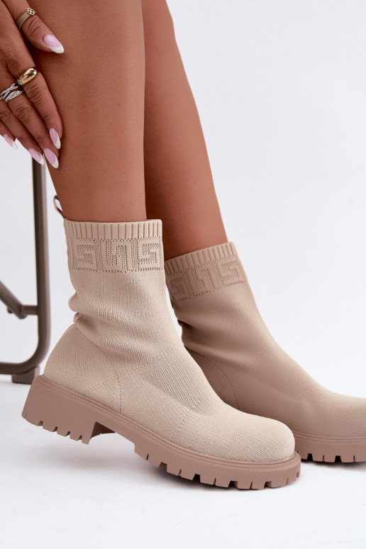 Botins de areia estilo meia com saltos largos Isaline