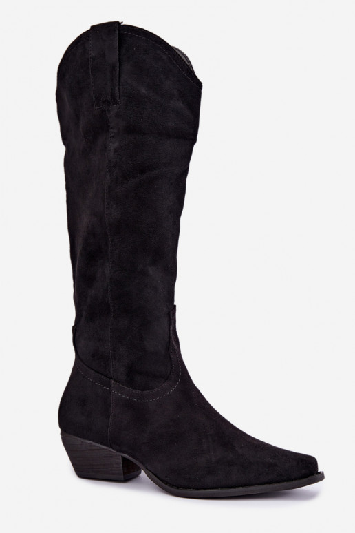 Botas de cowboy pretas de cano alto com salto baixo Grisel